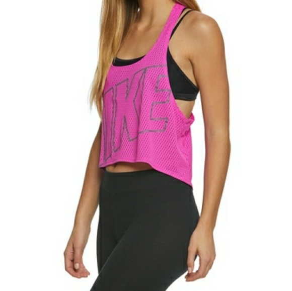 Nike Tops - 🌊🆕 NIKE Hot Pink Mesh Crop Top